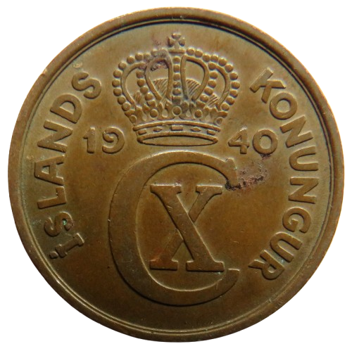 1940 Iceland 5 Aurar Coin