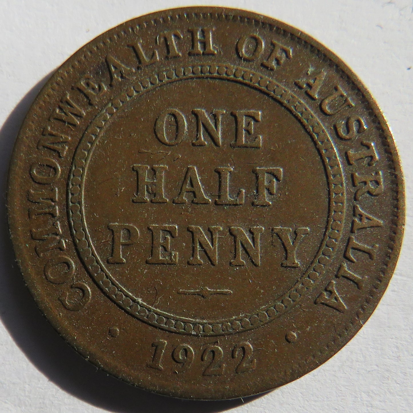 1922 King George V Australia Halfpenny Coin