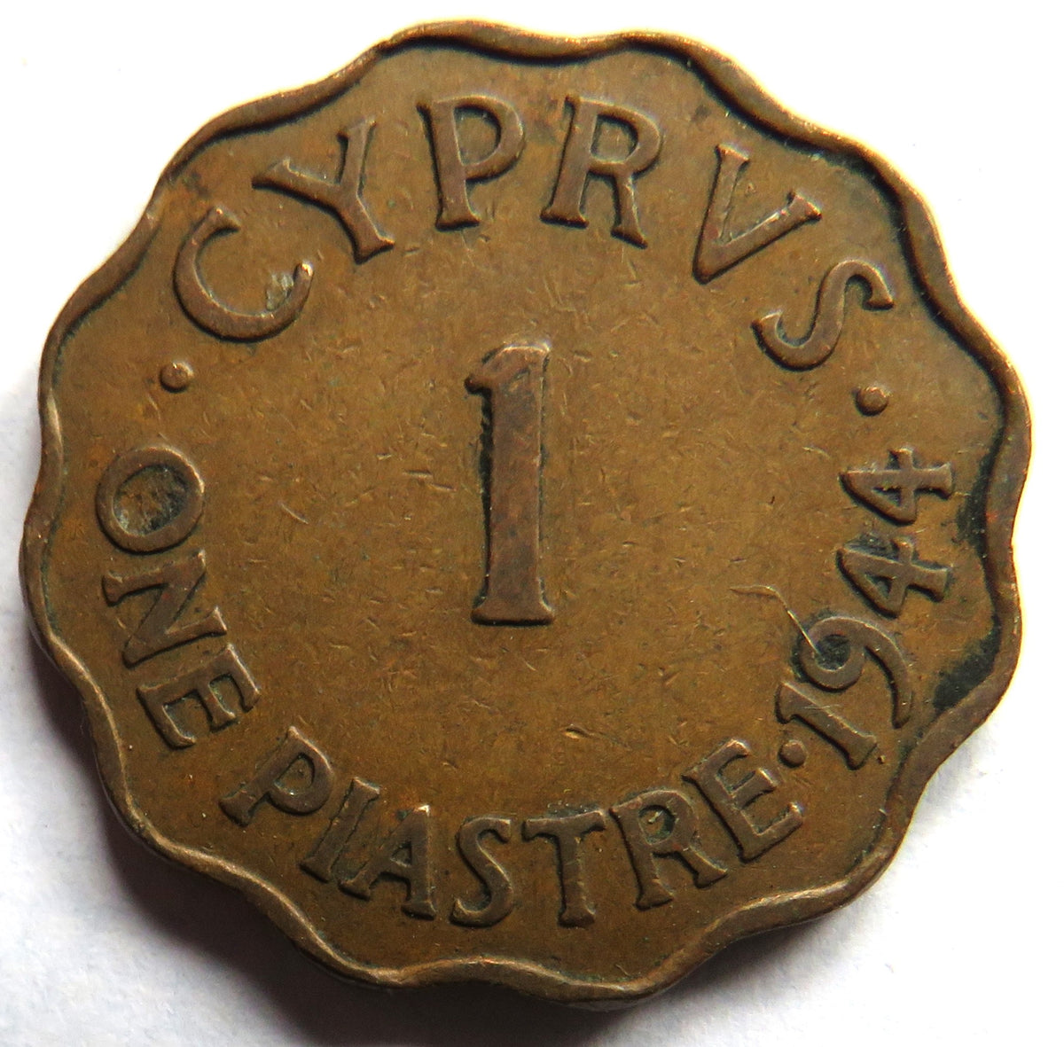 1944 King George VI Cyprus 1 Piastre Coin
