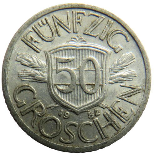 1952 Austria 50 Groschen Coin