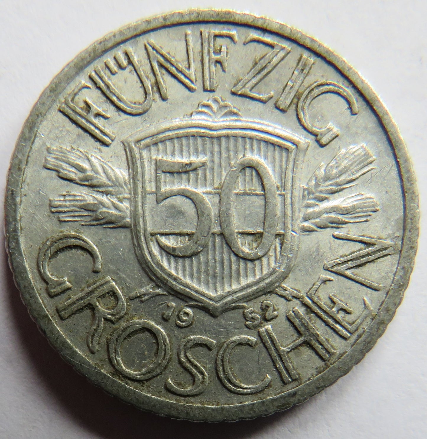 1952 Austria 50 Groschen Coin