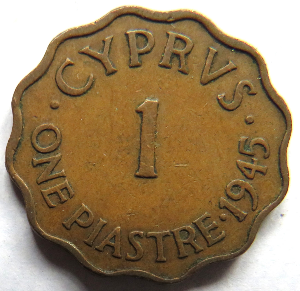 1945 King George VI Cyprus 1 Piastre Coin