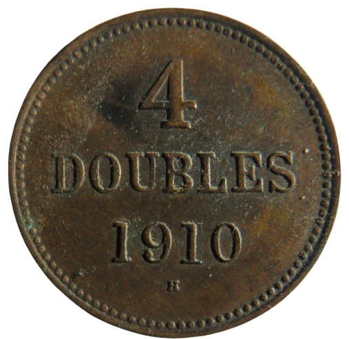 1910-H Guernsey 4 Doubles Coin