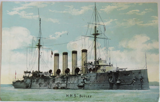 Vintage Warship Postcard of H.M.S. "Sutlez"