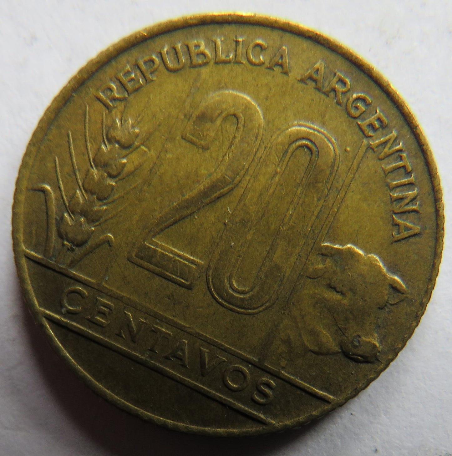 1949 Argentina 20 Centavos Coin