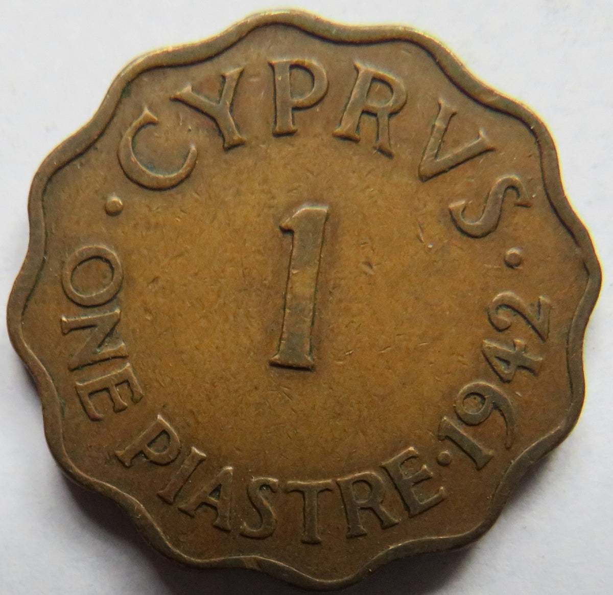 1942 King George VI Cyprus 1 Piastre Coin