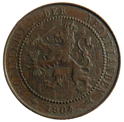 1904 Netherlands 2 & 1/2 Cents Coin
