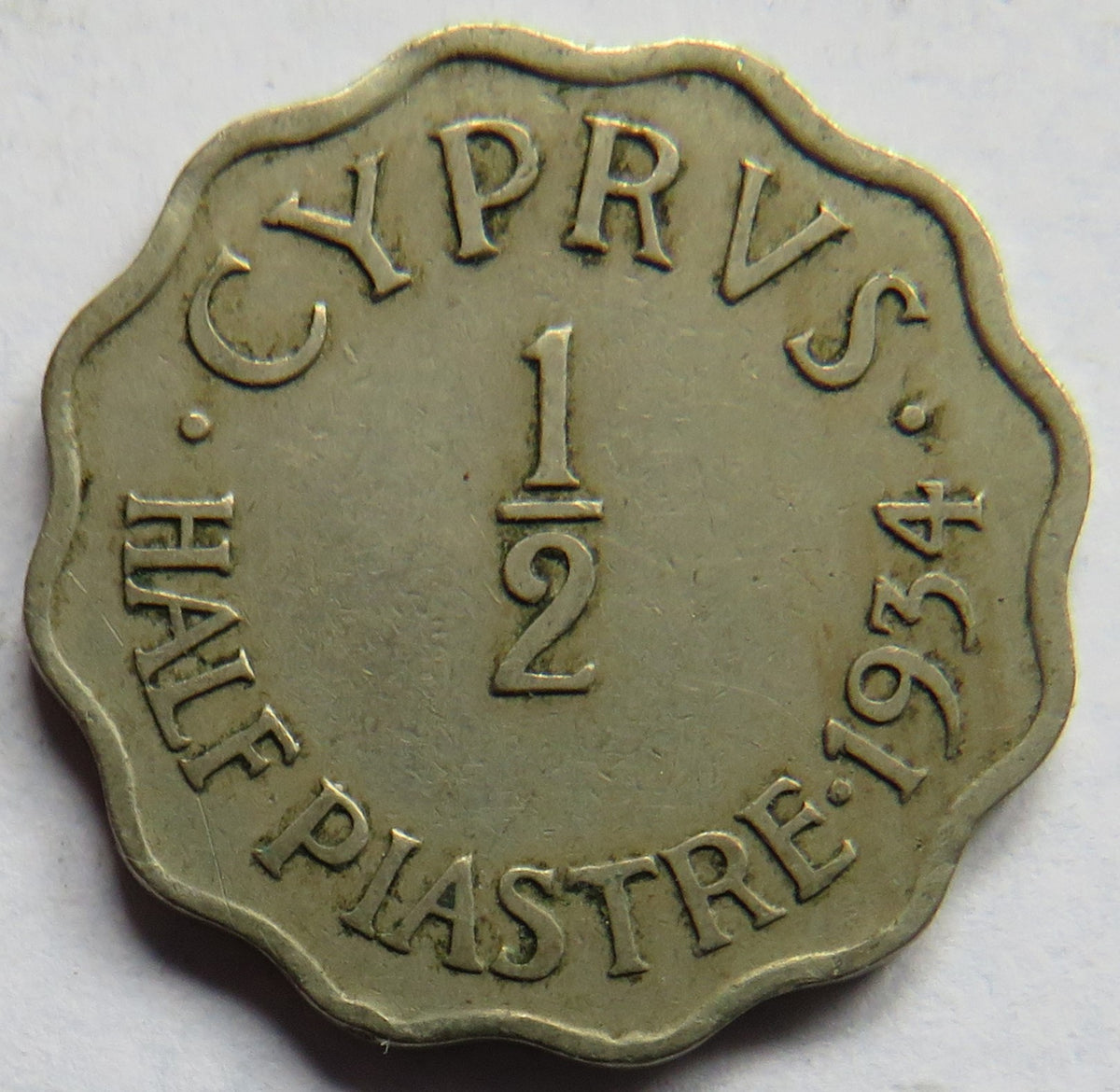 1934 King George V Cyprus 1/2 Piastre Coin