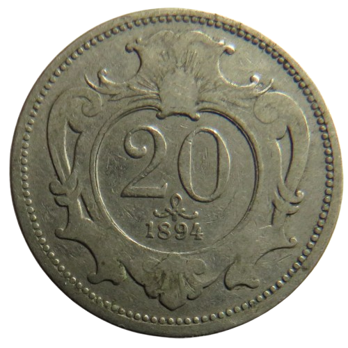 1894 Austria 20 Heller Coin
