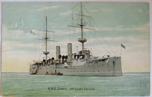 Vintage Warship Postcard of H.M.S. "Doris" 2nd Class Cruiser 1904