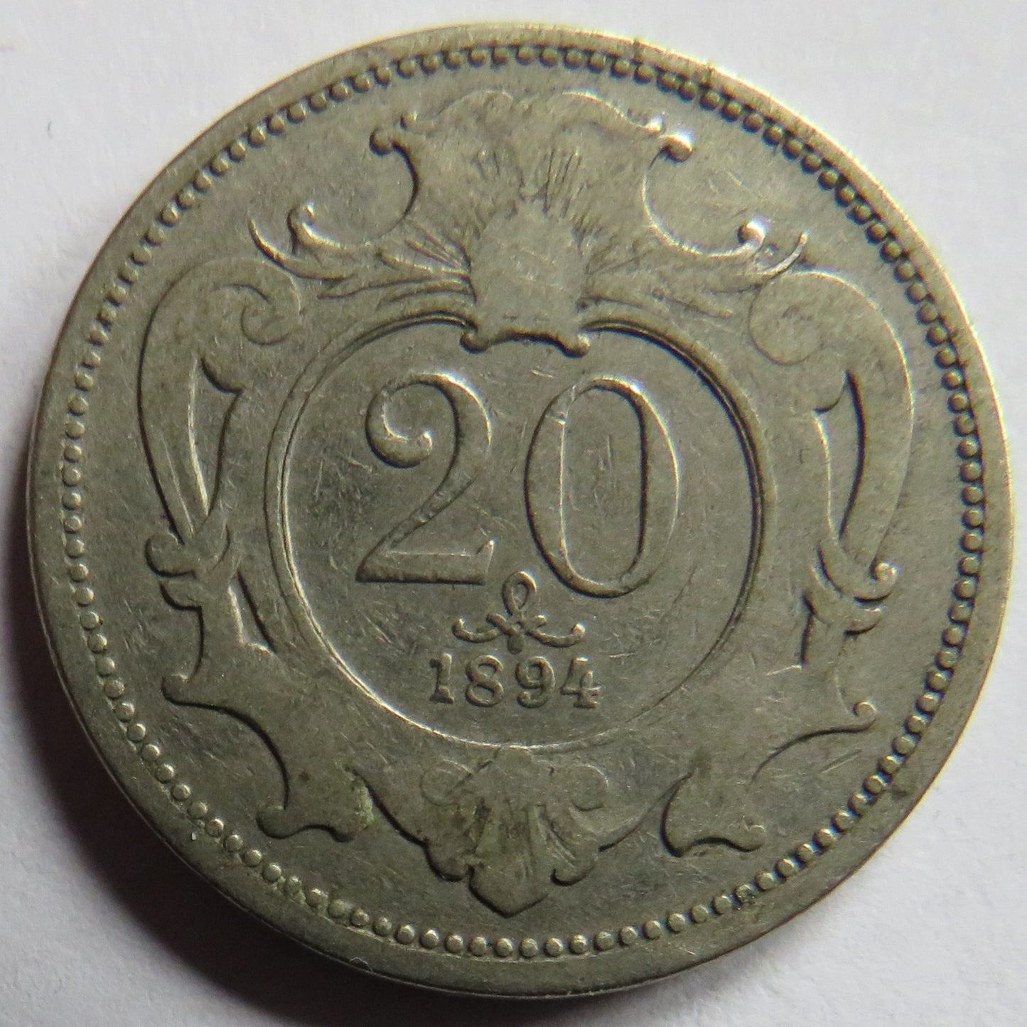 1894 Austria 20 Heller Coin