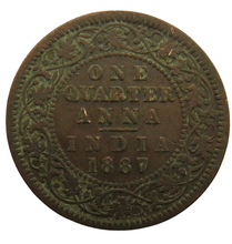 Load image into Gallery viewer, 1887 Queen Victoria India 1/4 Quarter Anna Coin
