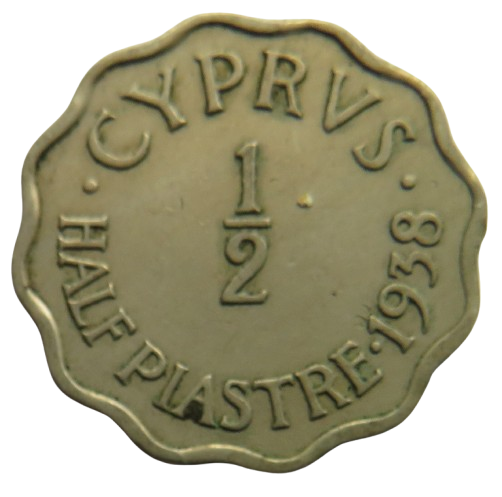 1938 King George VI Cyprus 1/2 Piastre Coin