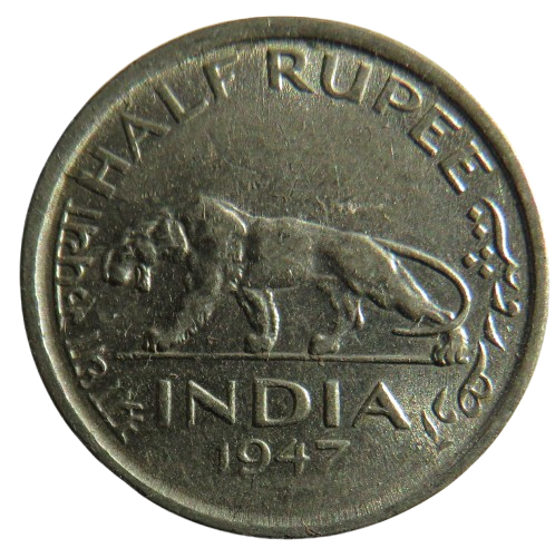 1947 King George VI India Half-Rupee Coin