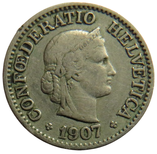 1907 Switzerland 10 Rappen Coin