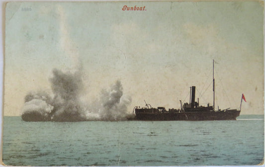 Vintage Warship Postcard of A Gunboat 1907