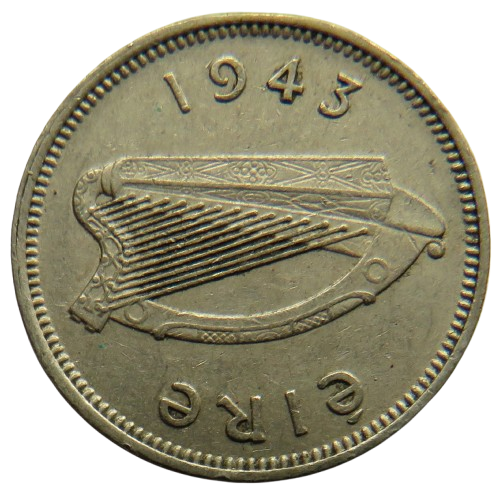 1943 Ireland Eire Threepence Coin