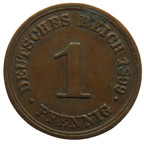 1899-E Germany One Pfennig Coin