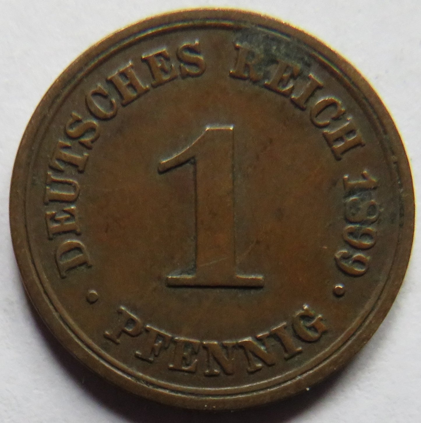 1899-E Germany One Pfennig Coin