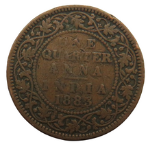 Load image into Gallery viewer, 1883 Queen Victoria India 1/4 Quarter Anna Coin
