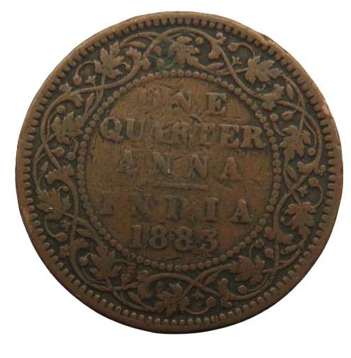 1883 Queen Victoria India 1/4 Quarter Anna Coin