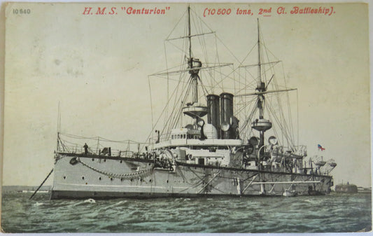 Vintage Warship Postcard of H.M.S "Centurion" 1906