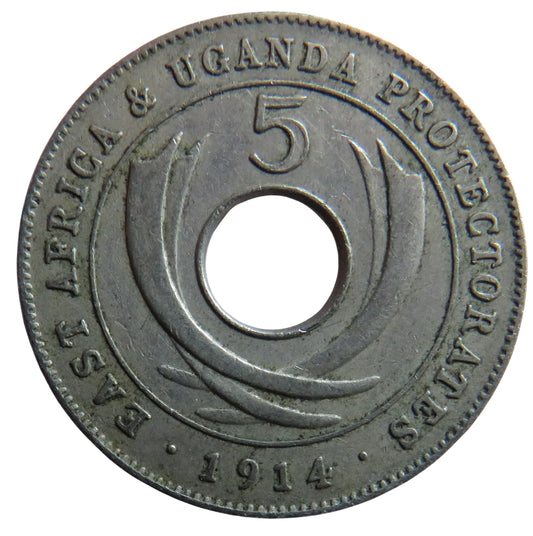 1914-K East Africa & Uganda Protectorates 5 Cents Coin