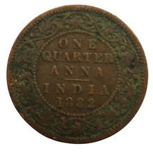 Load image into Gallery viewer, 1882 Queen Victoria India 1/4 Quarter Anna Coin
