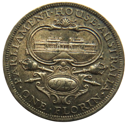 1927 King George V Australia Silver Florin Coin - Parliament House