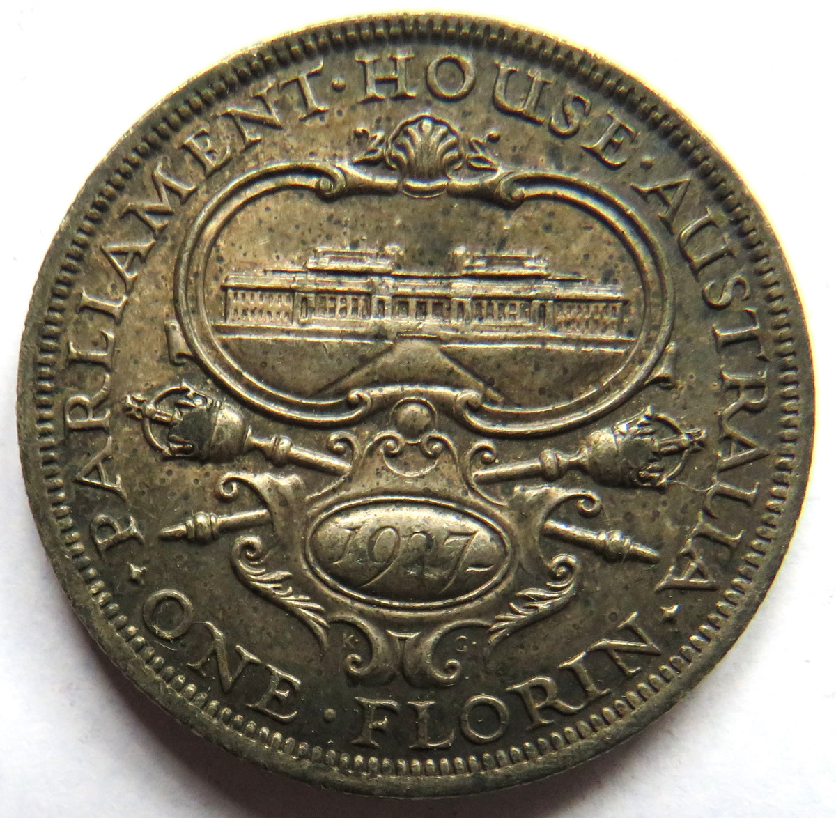 1927 King George V Australia Silver Florin Coin - Parliament House