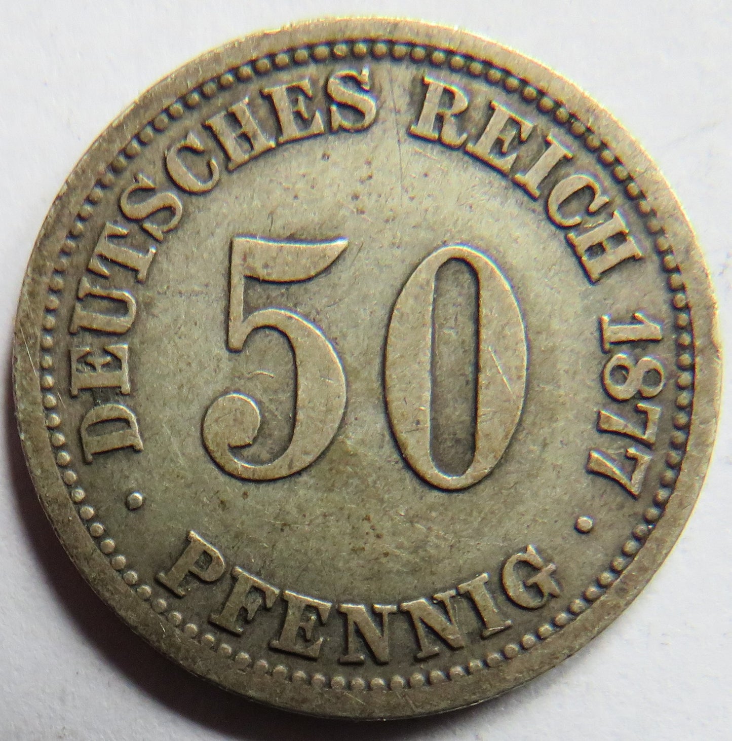 1877-A Germany Silver 50 Pfennig Coin