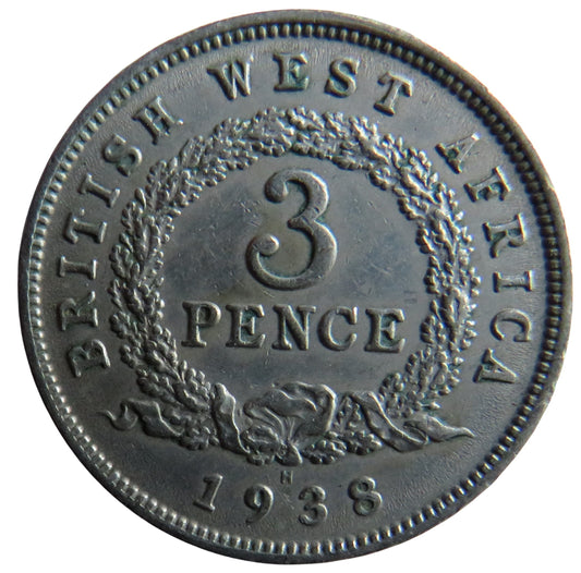1938-H King George VI British West Africa Threepence Coin