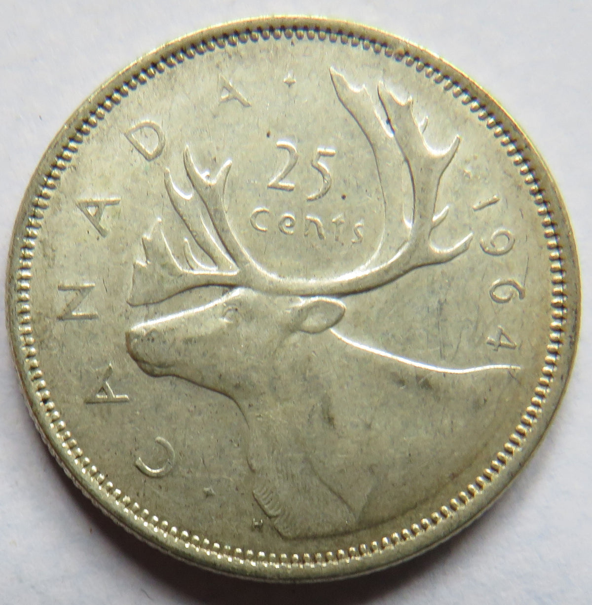 1964 Queen Elizabeth Canada Silver 25 Cents Coin