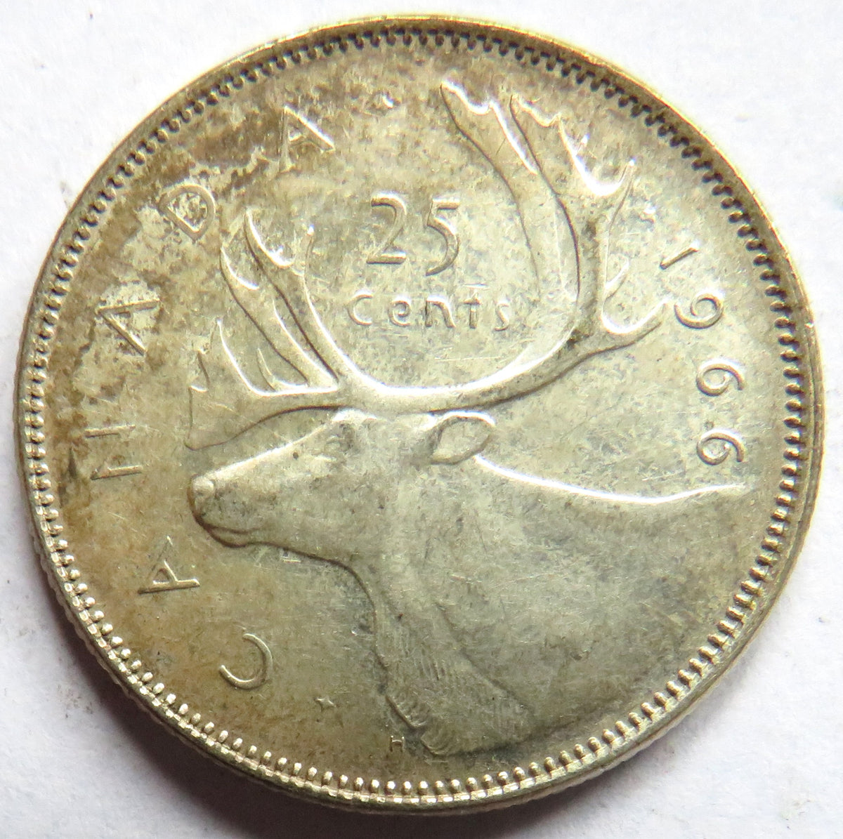 1966 Queen Elizabeth Canada Silver 25 Cents Coin