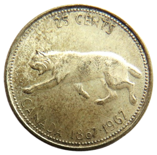 1867-1967 Canada Silver 25 Cents Coin