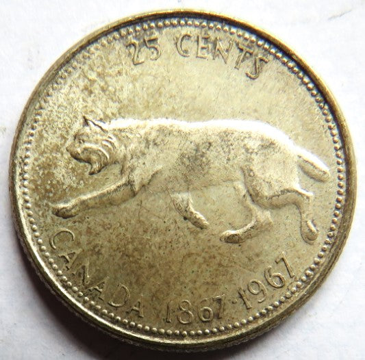 1867-1967 Canada Silver 25 Cents Coin