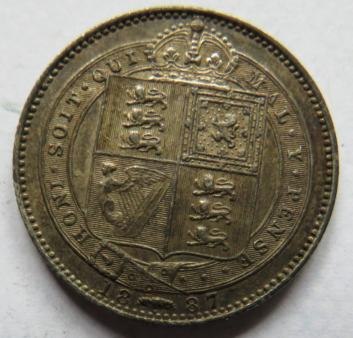 1887 Queen Victoria Jubilee Head Silver Shilling Coin In High Grade - Great Britain