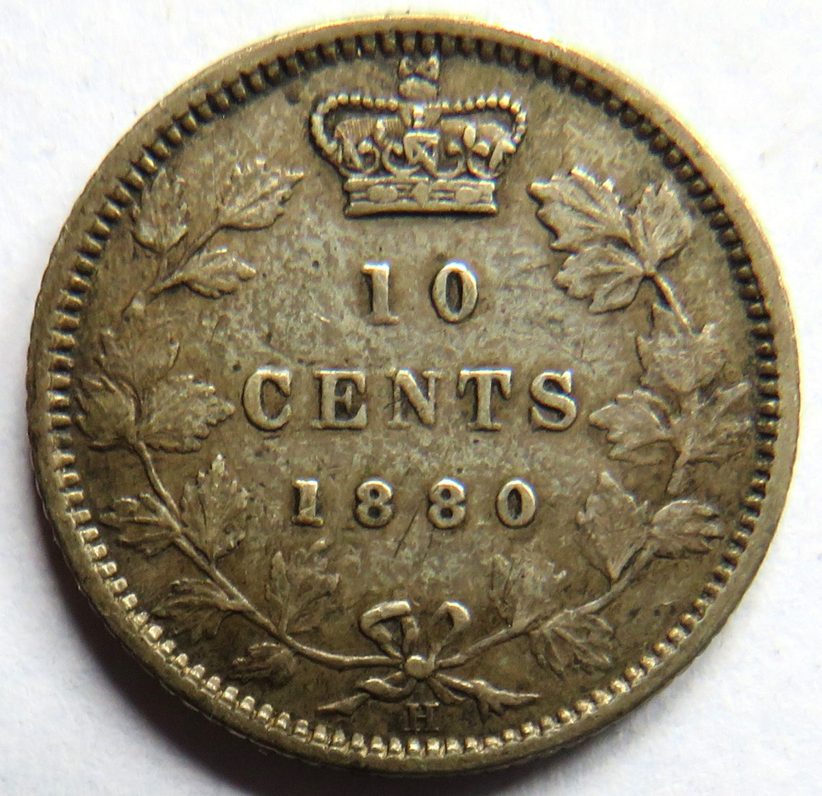 1880-H Queen Victoria Canada Silver 10 Cents Coin