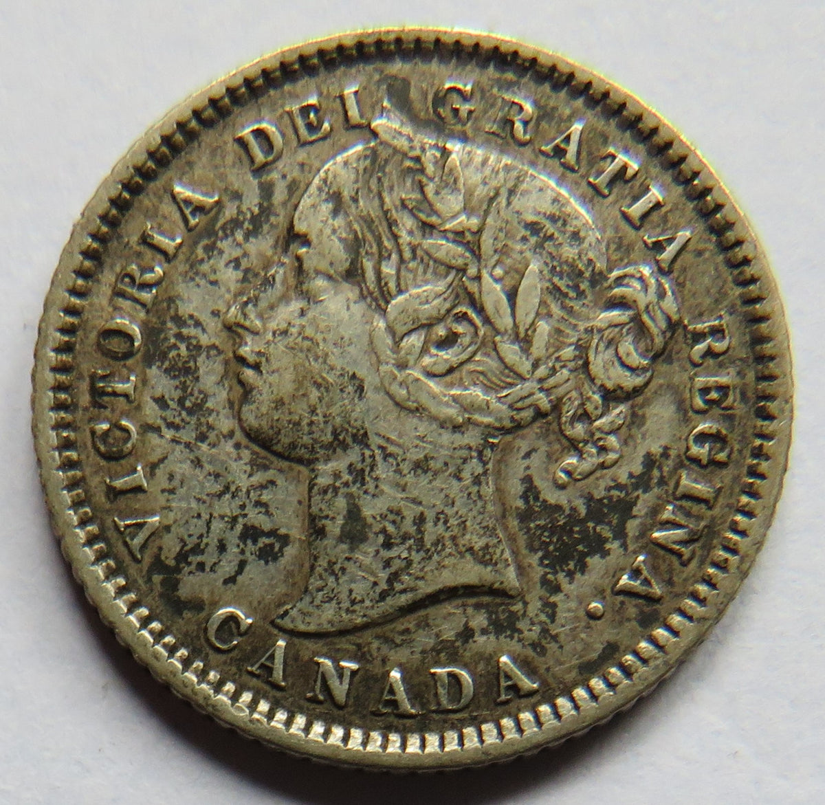 1880-H Queen Victoria Canada Silver 10 Cents Coin