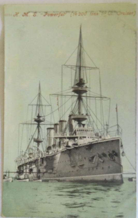 Vintage Warship Postcard of H.M.S. "Powerful" (1st Cl Cruiser)