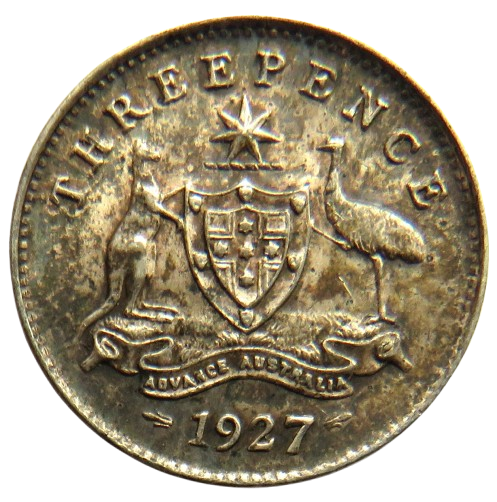 1927 King George V Australia Silver Threepence Coin