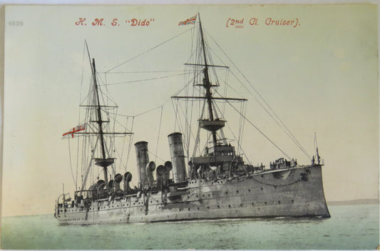 Vintage Warship Postcard of H.M.S. "Dido" (2nd Cl Cruiser)
