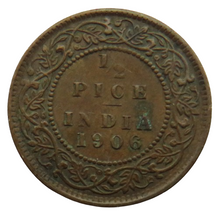 Load image into Gallery viewer, 1906 King Edward VII India 1/2 Pice Coin
