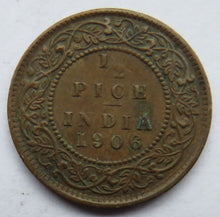 Load image into Gallery viewer, 1906 King Edward VII India 1/2 Pice Coin
