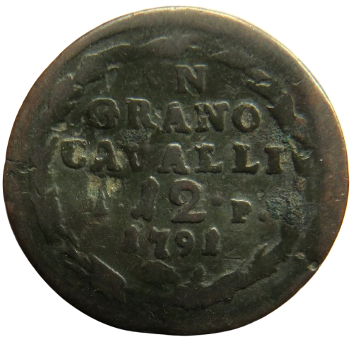 1791 Italian States Naples Grano Coin image 1