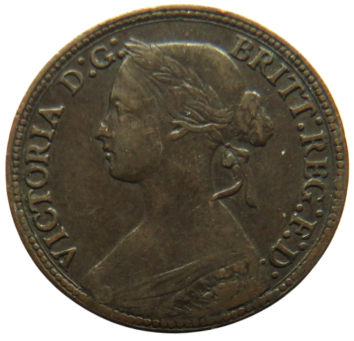 1860 Queen Victoria Bun Head Farthing Coin - Great Britain image 1