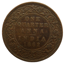 Load image into Gallery viewer, 1862 Queen Victoria India 1/4 Quarter Anna Coin
