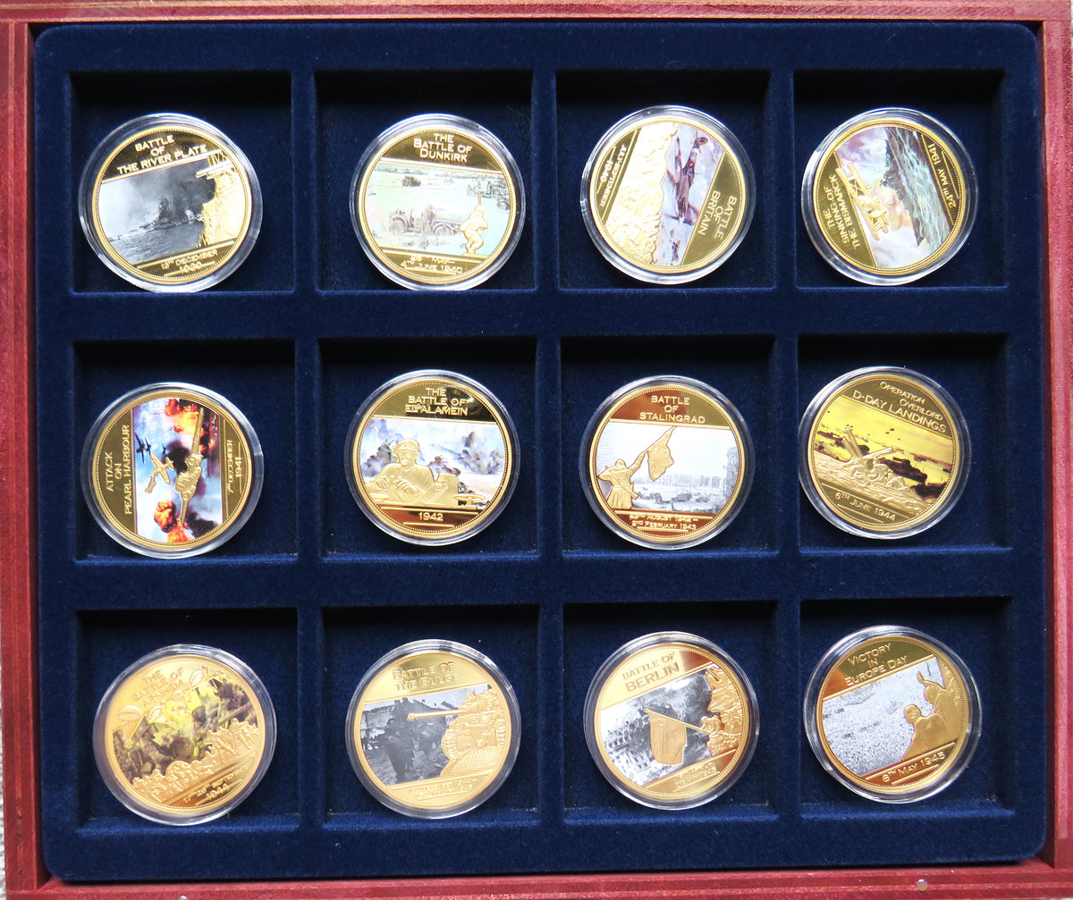 End of World War Two Commemorative 12 Coin Set Famous Battles