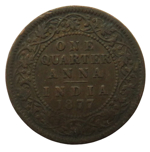 1877 Queen Victoria India 1/4 Quarter Anna Coin