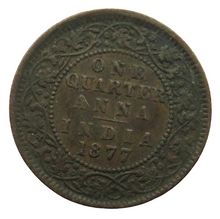 Load image into Gallery viewer, 1877 Queen Victoria India 1/4 Quarter Anna Coin
